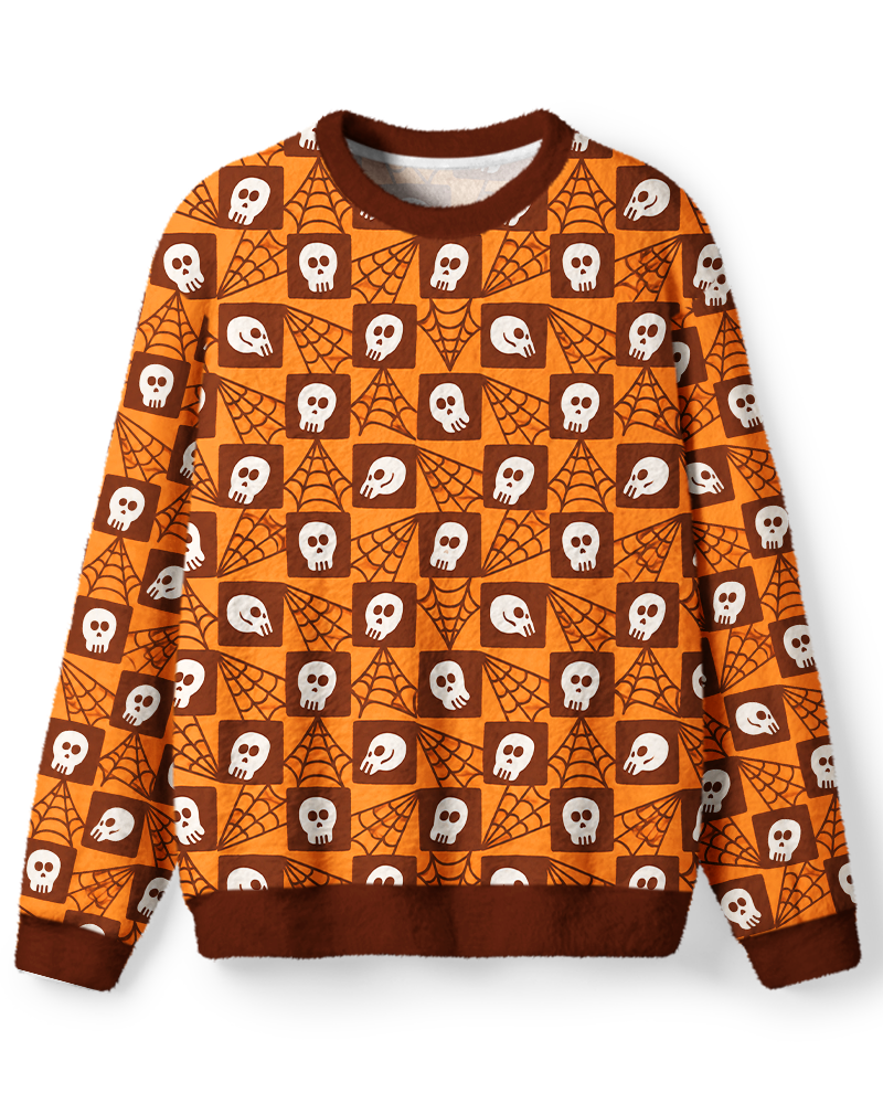 Vintage 1980s Halloween Skull Web Sweater image 1