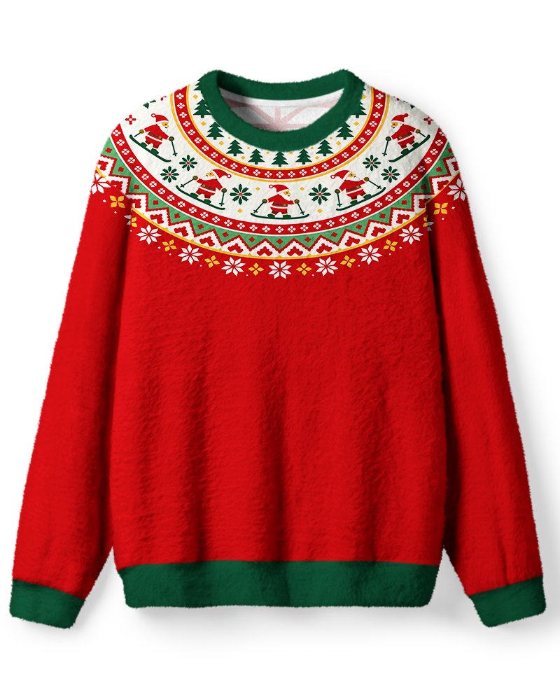 Vintage 1960s Skiing Santa Christmas Sweater image 1