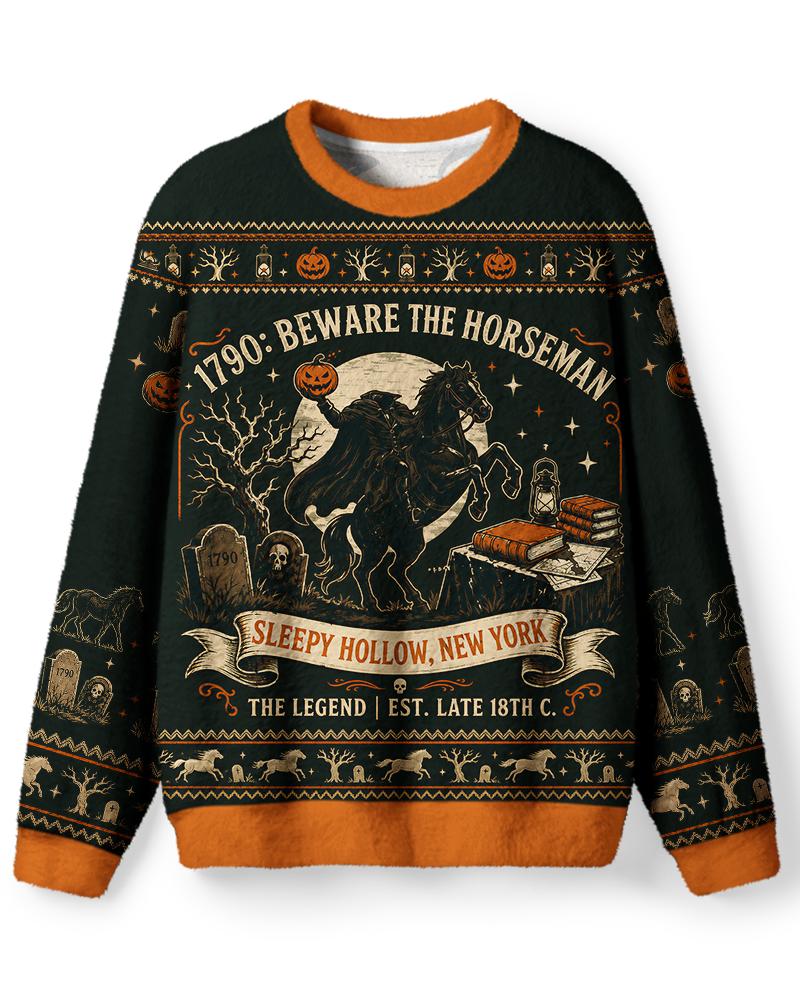 Beware The Horseman Vintage Halloween Sweater image 1