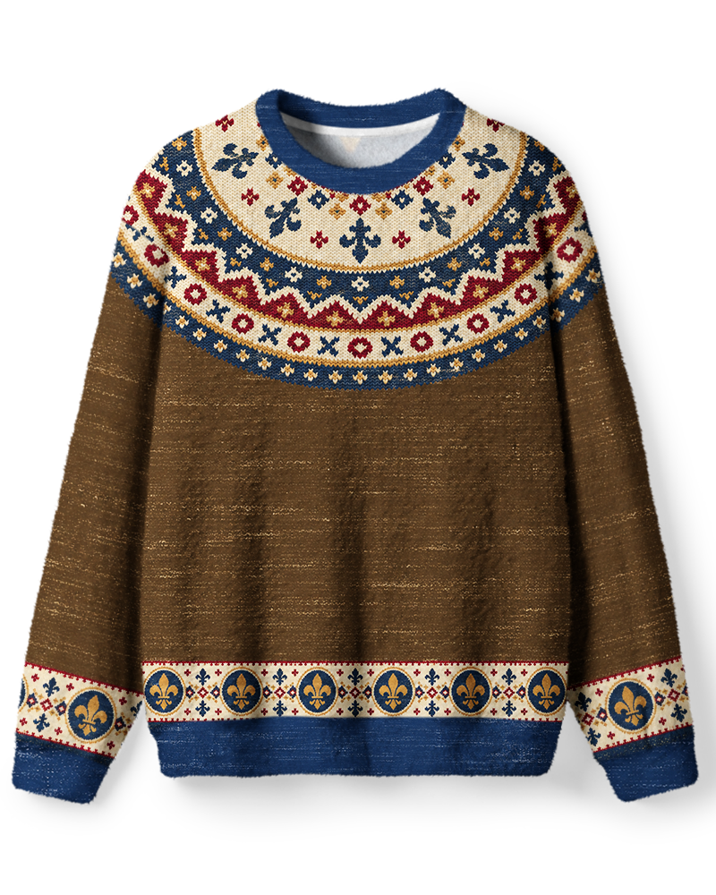 Vintage 1970s Fleur-de-Lis Medallion Sweater image 1