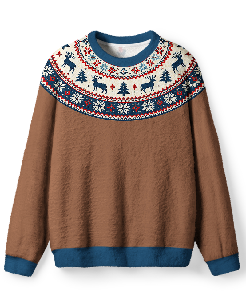 Vintage 1970s Woodland Reindeer Christmas Sweater image 1