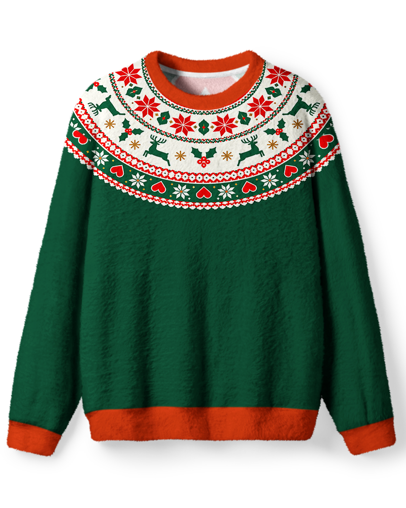 Vintage 1960s Reindeer Holly Christmas Sweater image 1