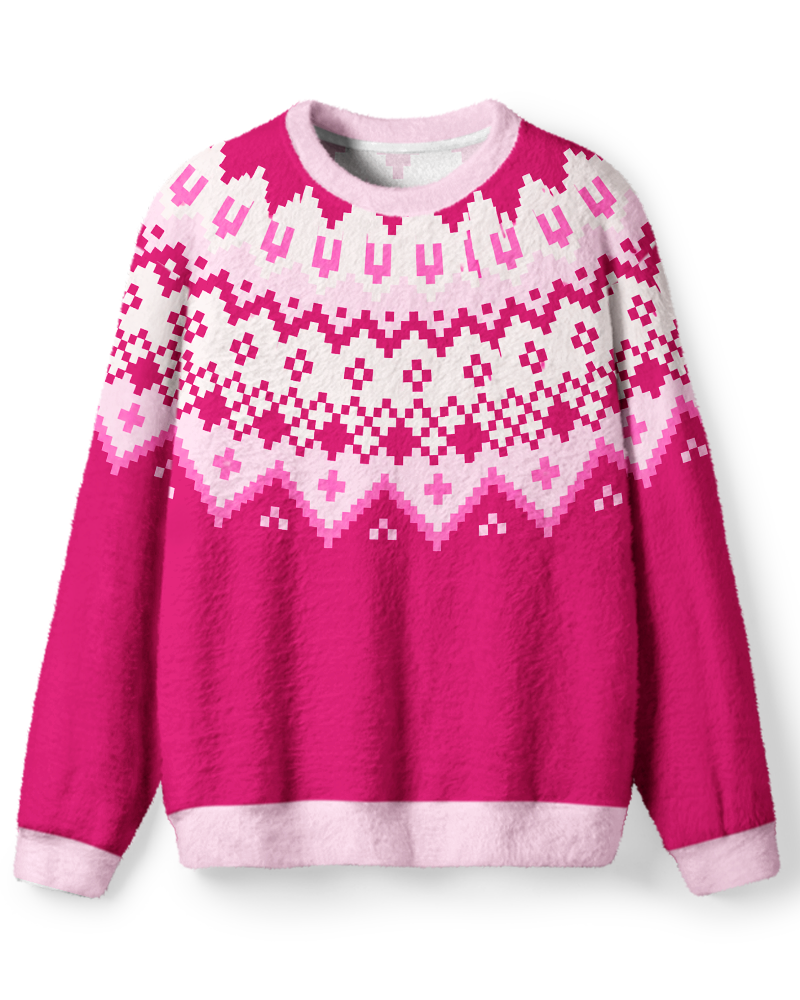 Vintage 1980s Bubblegum Pink Fair Isle Sweater image 1