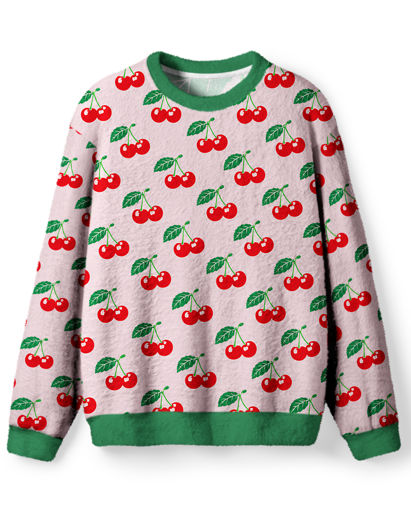 Vintage 1970s Pink Cherry Toss Sweater image 1