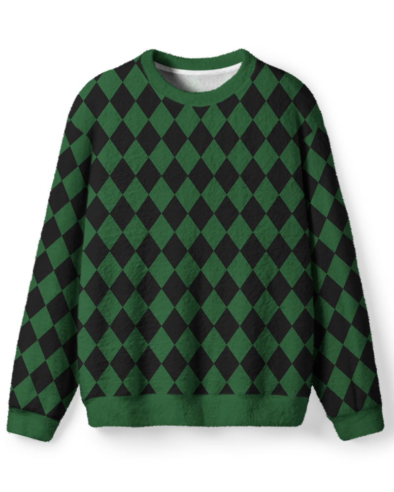 Vintage 1960s Emerald Harlequin Argyle Sweater image 1