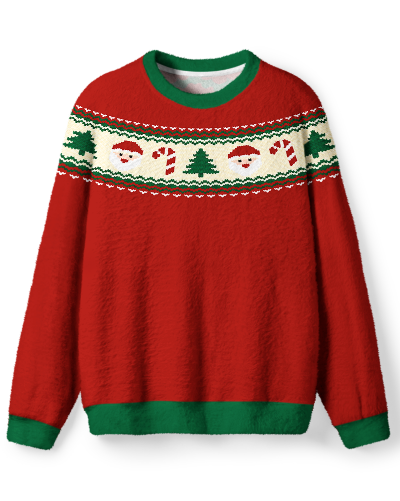 Vintage 1960s Santa Candy Cane Christmas Sweater image 1
