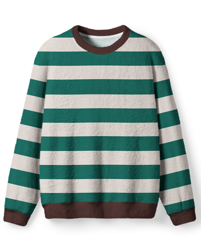 Vintage 1970s Coastal Teal Cream Stripe Sweater image 1