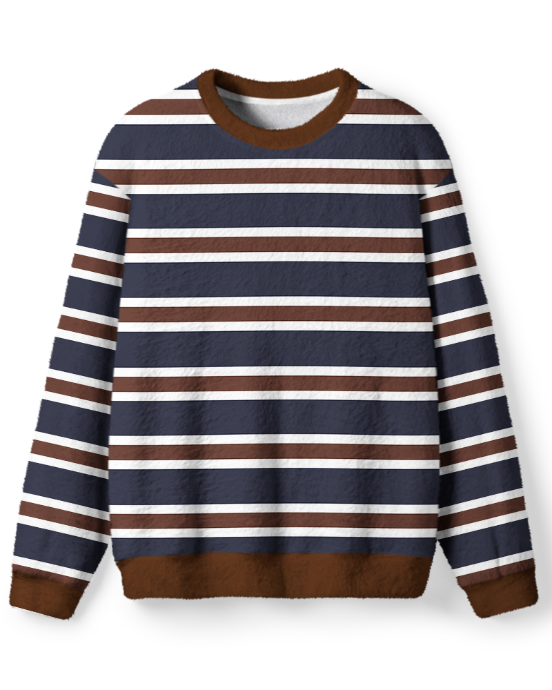Vintage 1970s Navy Mocha Stripe Sweater image 1