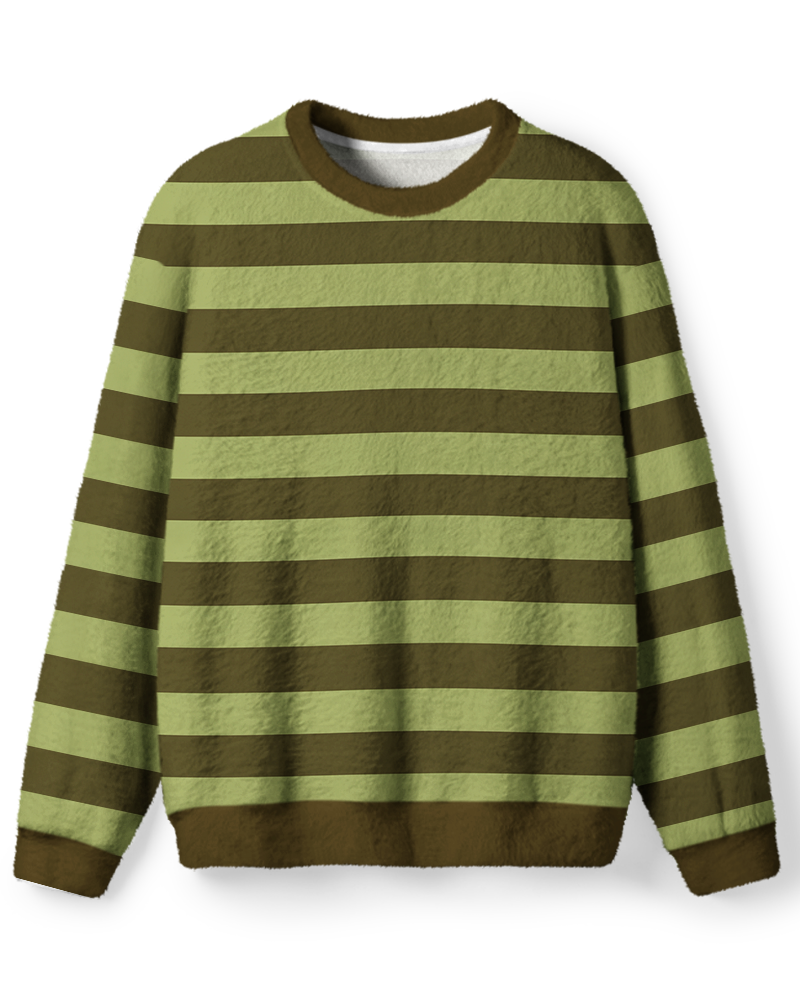 Vintage 1970s Sage Olive Stripe Sweater image 1