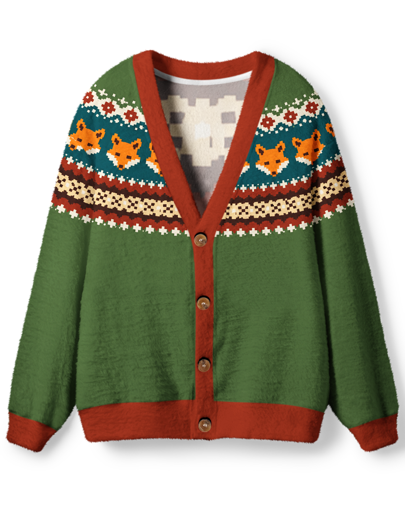 Vintage 1970s Forest Fox Trail Unisex Cardigan Sweater image 1