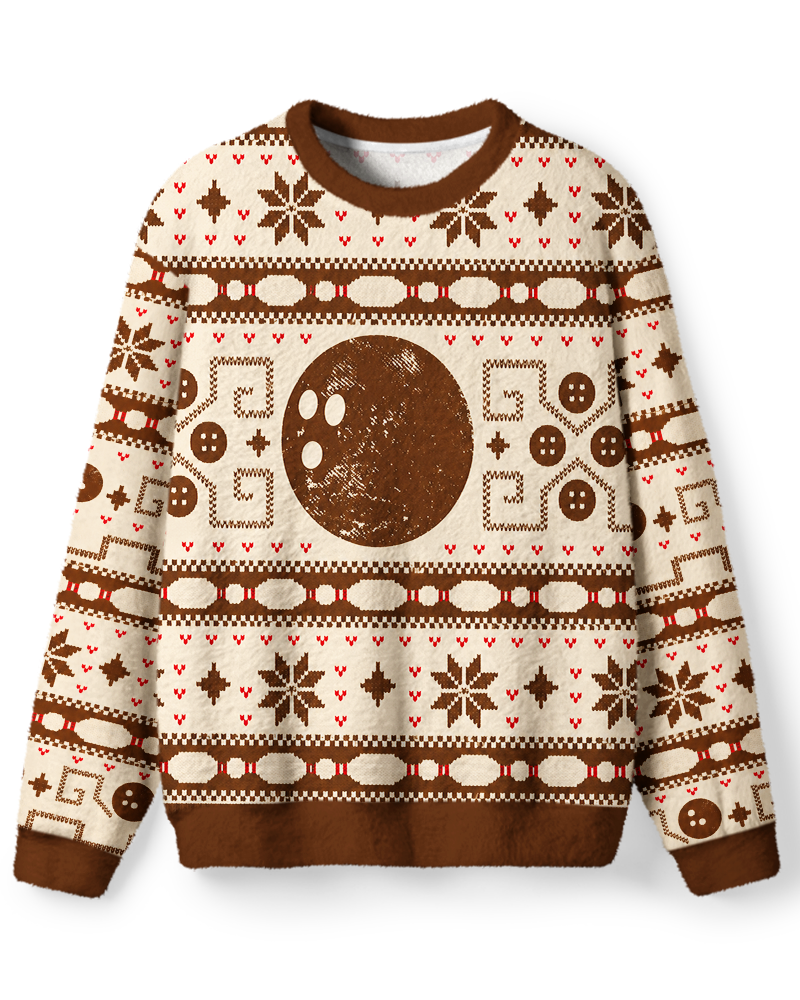 Vintage 1970s Cream Brown Christmas Bowling Fair Isle Sweater image 1