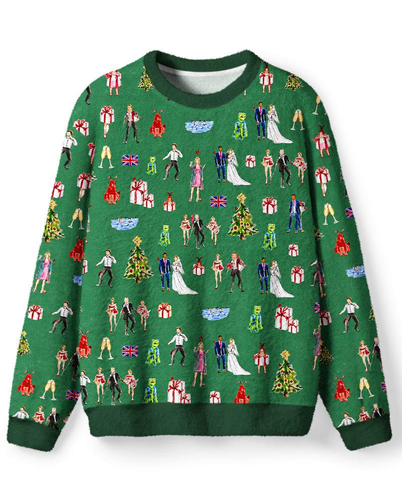 Vintage 2000s Emerald Christmas Holiday Romance Collage Sweater image 1