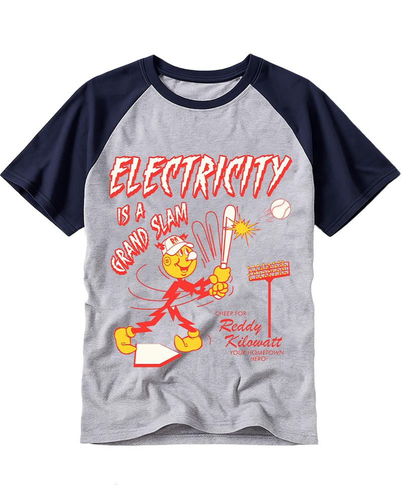 Electricity is a Grand Slam 1960s Raglan Baseball T-Shirt image 1
