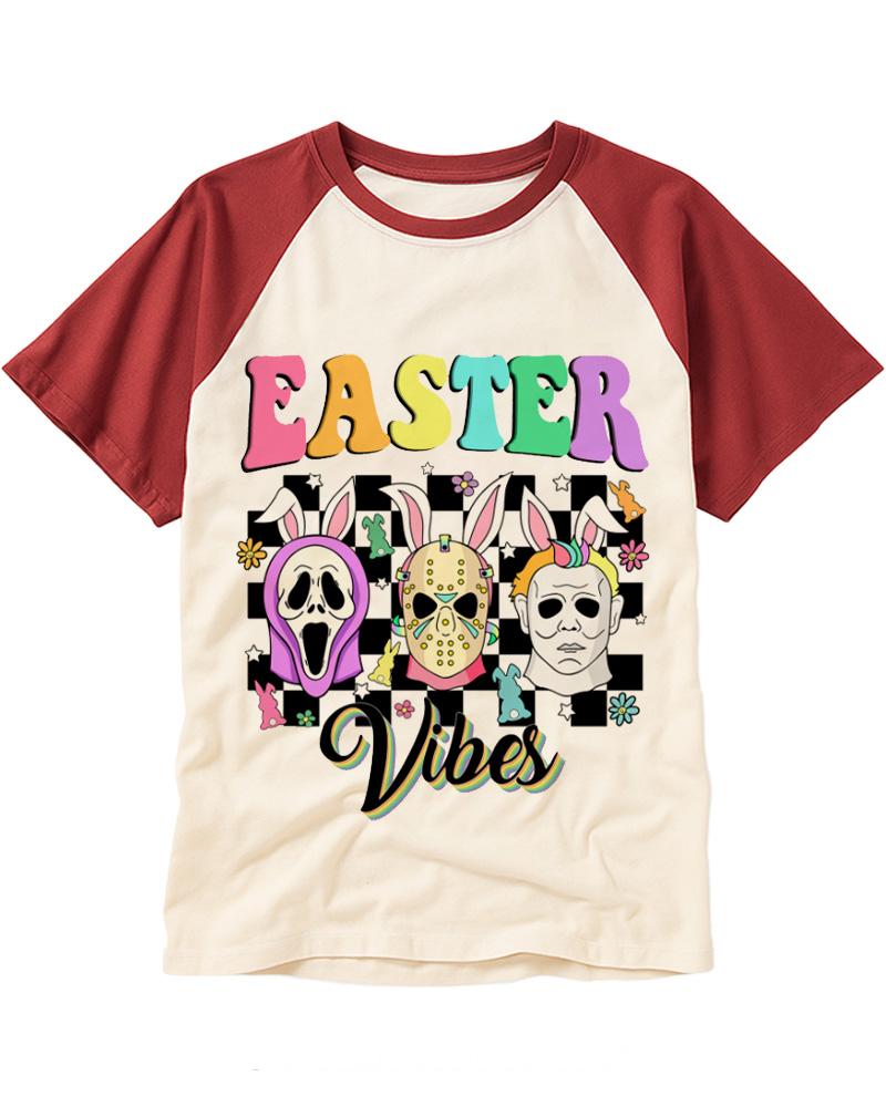 Horror Movies Vintage Easter Raglan Baseball T-Shirt image 1