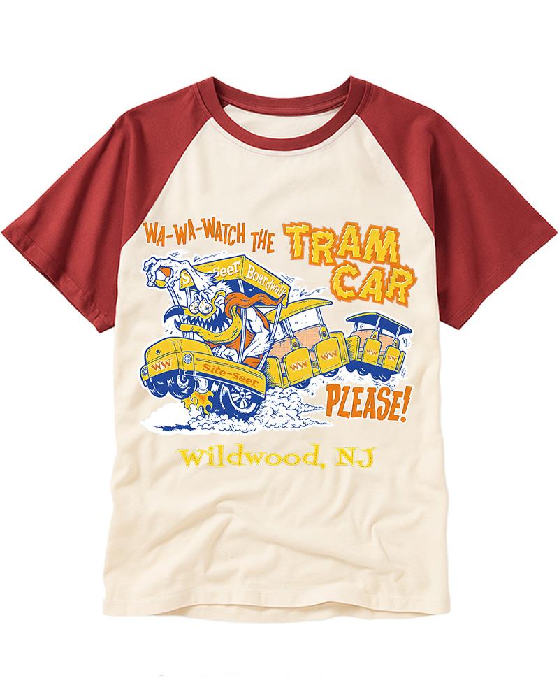 Watch the Tram Car Please! 1960s Raglan Baseball T-Shirt image 1