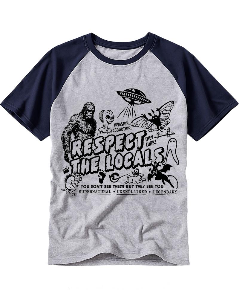 Respect The Locals 1970s Raglan Baseball T-Shirt image 1