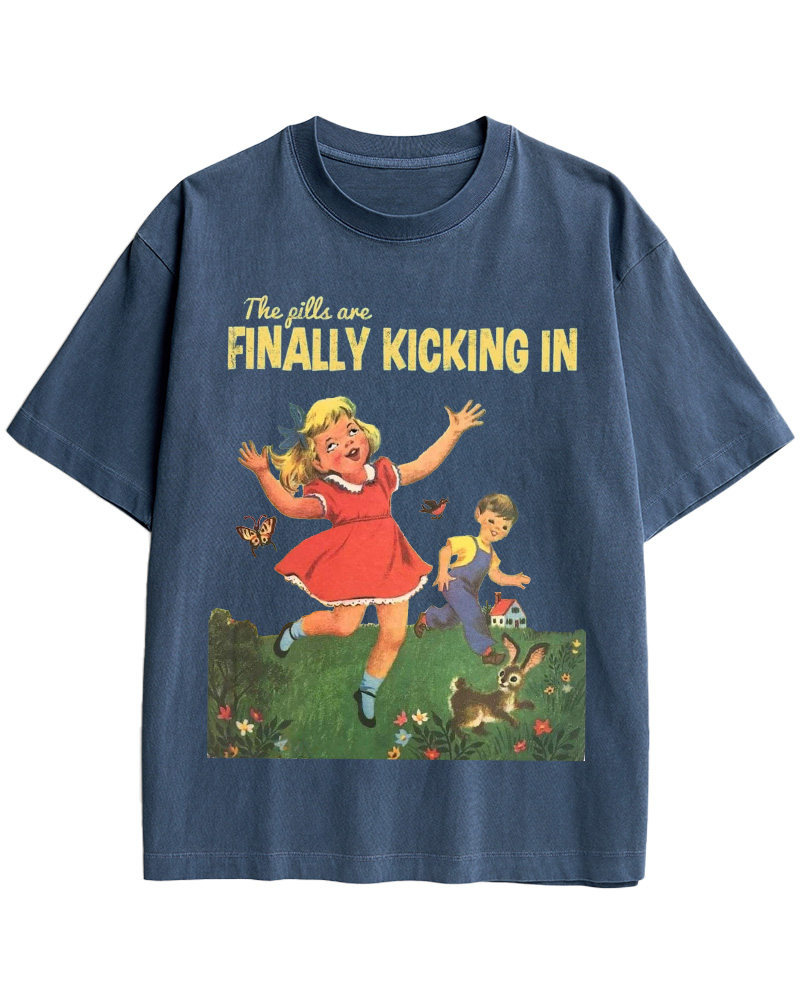 The Pills Are Finally Kicking In 1970s Cotton T-Shirt image 1