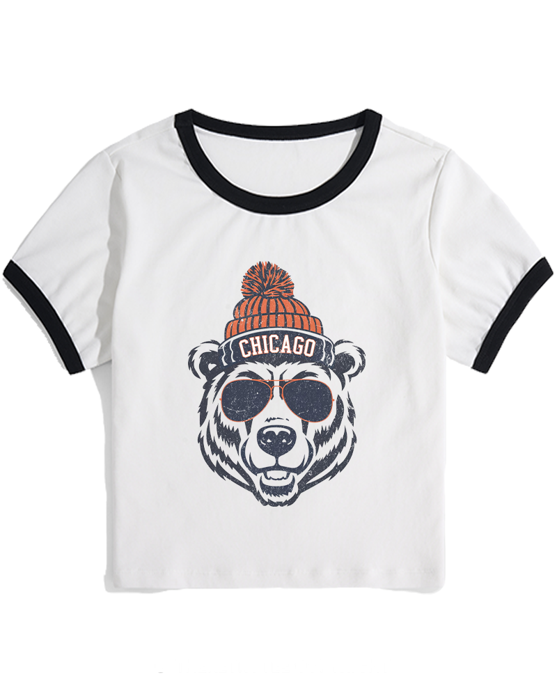 Trendy Chicago Football Fan Women's Ringer T-shirt image 1