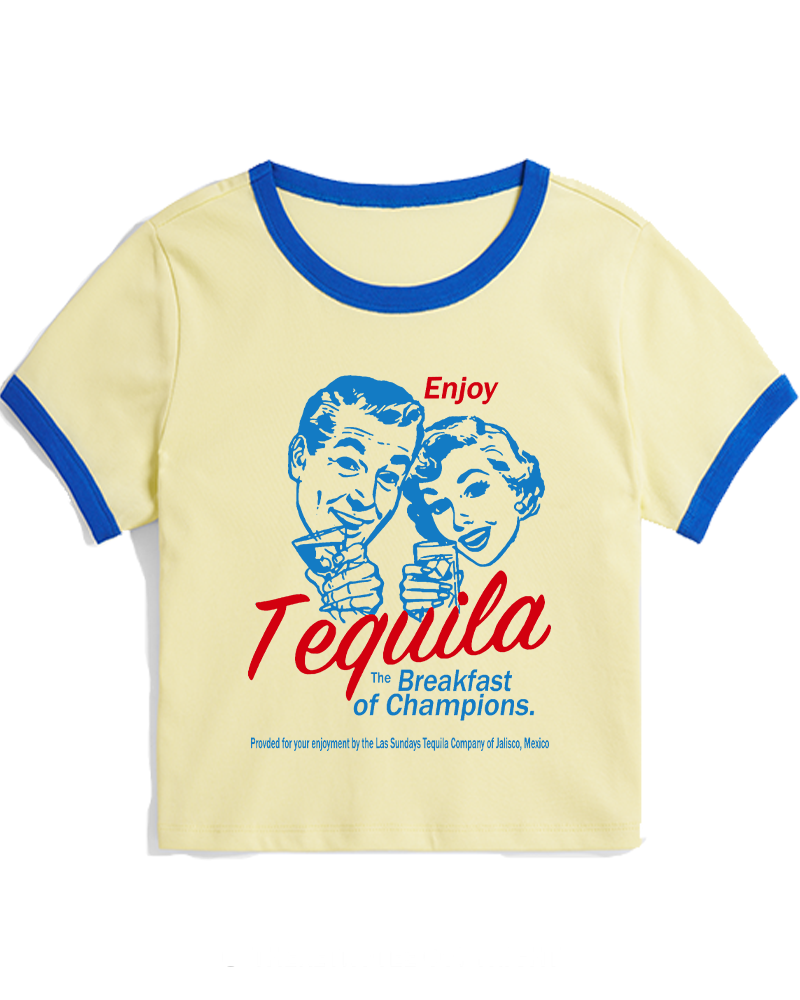 Enjoy Tequila The Breakfast Of Champions 1950s Women's Ringer T-shirt image 1