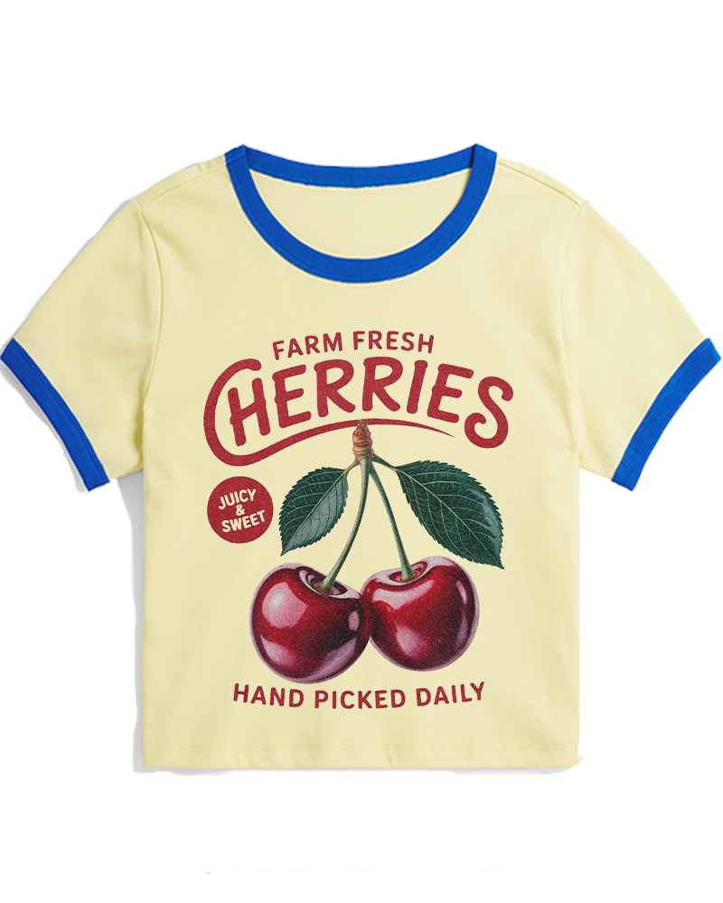 Cherry Cottagecore 1960s Women's Ringer T-shirt image 1