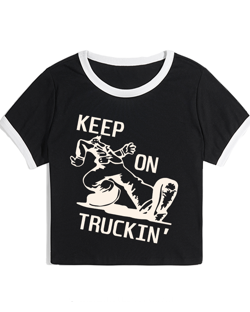 1960s Keep On Truckin' Women's Ringer T-shirt image 2