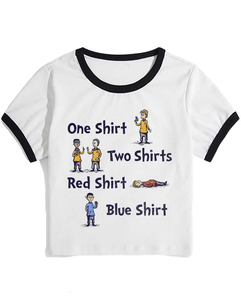 Red Shirt, Blue Shirt 1960s Women's Ringer T-shirt image 2
