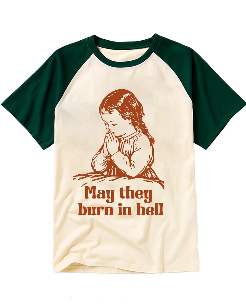 May They Burn in Hell 1970s Raglan Baseball T-Shirt image 2