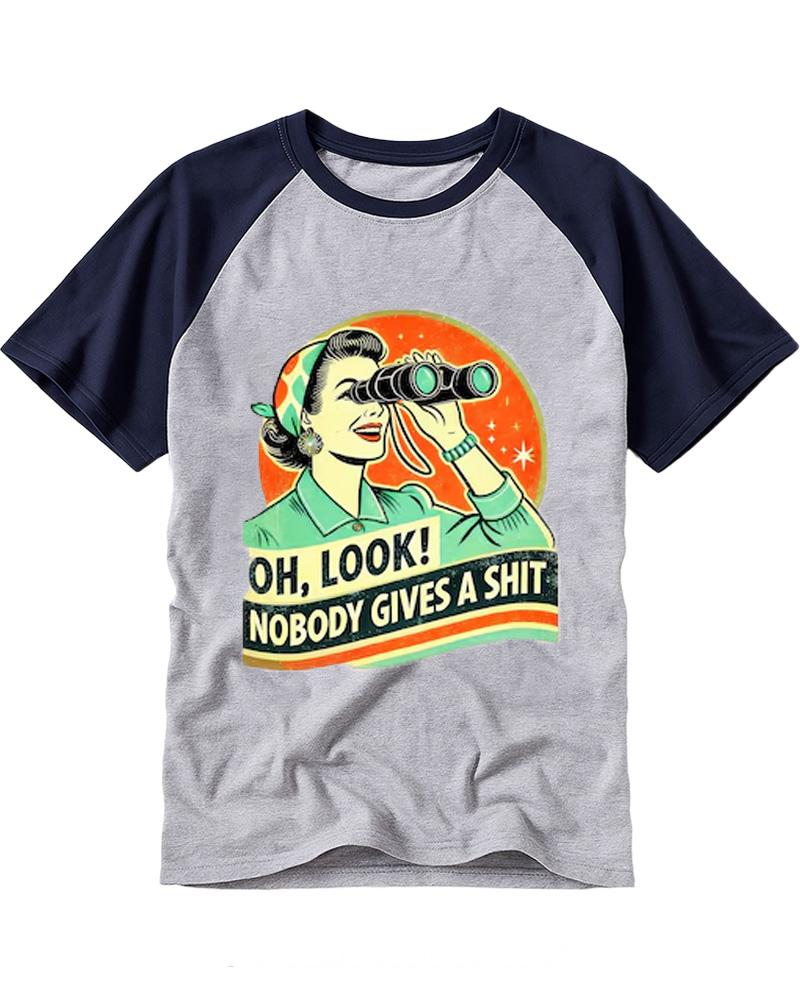 Oh,Look! Nobody Gives A 1950s Raglan Baseball T-Shirt image 2