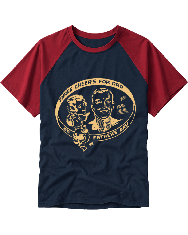 Three Cheers For Dad 1950s Raglan Baseball T-Shirt image 2