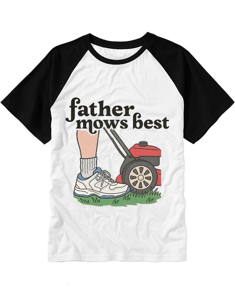 Father Mows Best 1950s Raglan Baseball T-Shirt image 2
