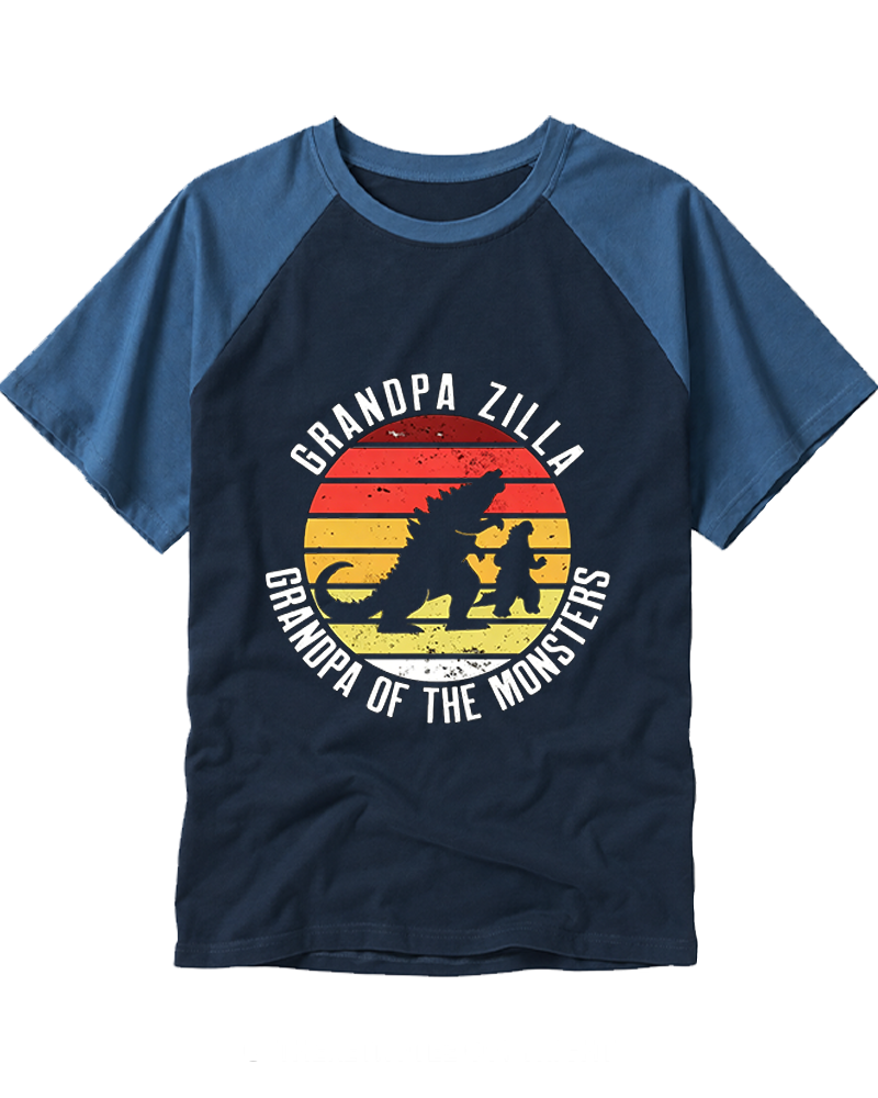 Grandpa Zilla Grandpa of the Monsters 1990s Raglan Baseball T-Shirt image 2