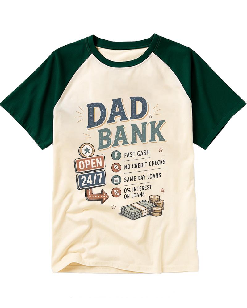 Dad Bank Open 24 7 1950s Raglan Baseball T-Shirt image 2