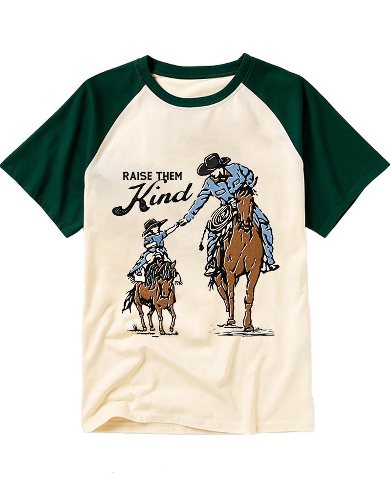 Raise Them Kind Western 1950s Raglan Baseball T-Shirt image 2