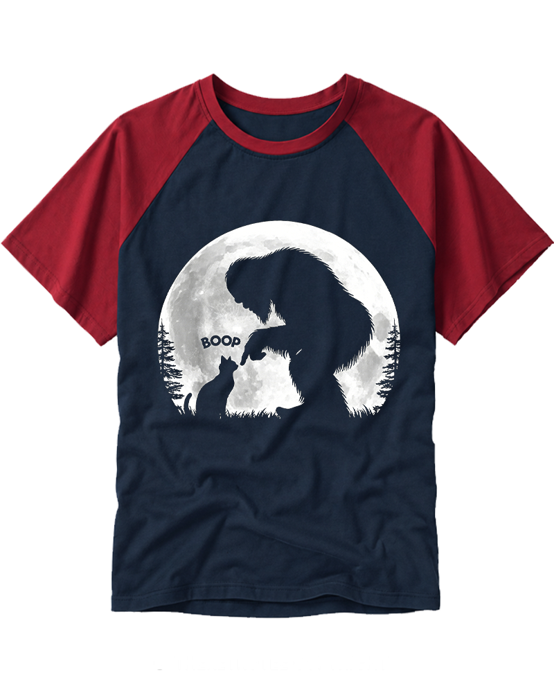 Hand Boop Nose Bigfoot 1970s Raglan Baseball T-Shirt image 2