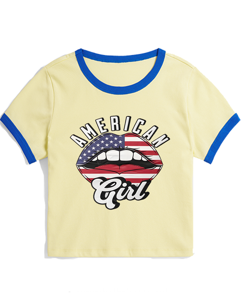 American Girl 1950s Women's Ringer T-shirt image 2