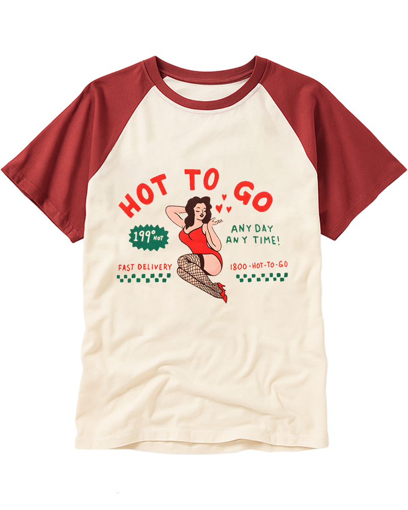 Hot To Go 1950s Raglan Baseball T-Shirt image 2