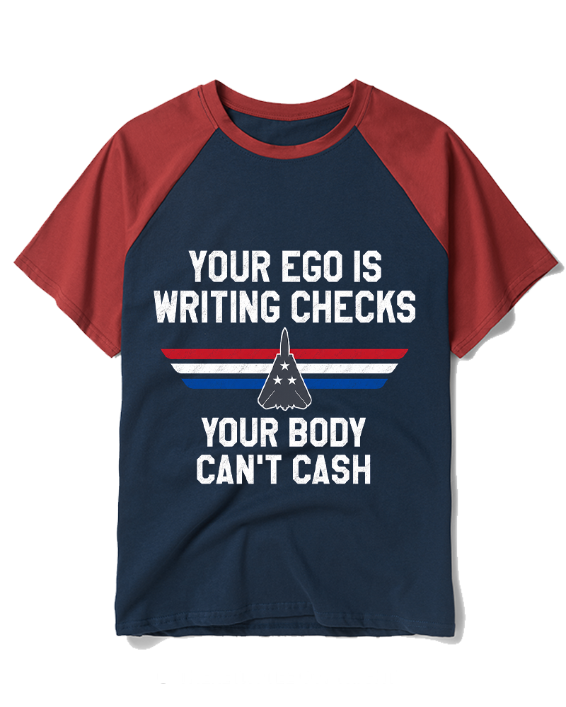 Ego Checks Movie Quote 1980s Raglan Baseball T-Shirt image 2