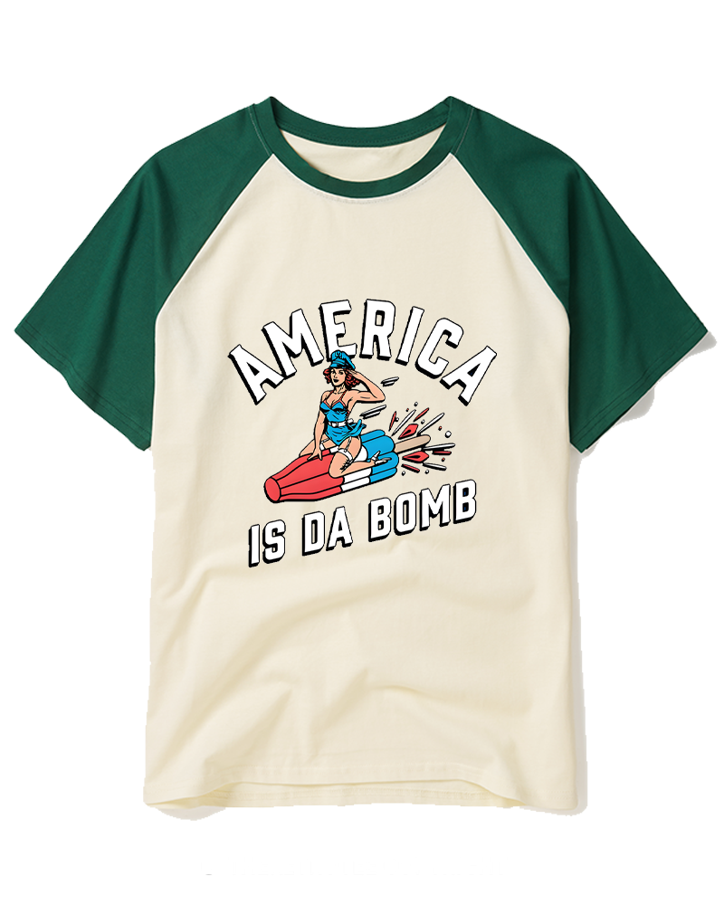 America is Da Bomb 1950s Raglan Baseball T-Shirt image 2