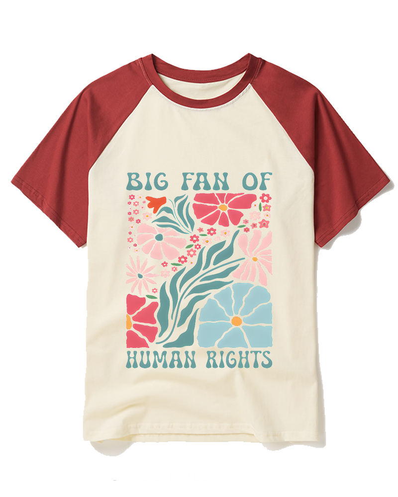 Big Fan Of Human Rights 1970s Raglan Baseball T-Shirt image 2