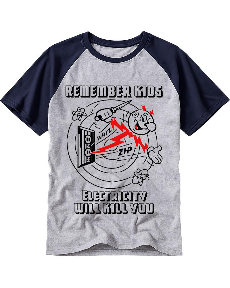 Electricity Will Kill You 1960s Raglan Baseball T-Shirt image 2