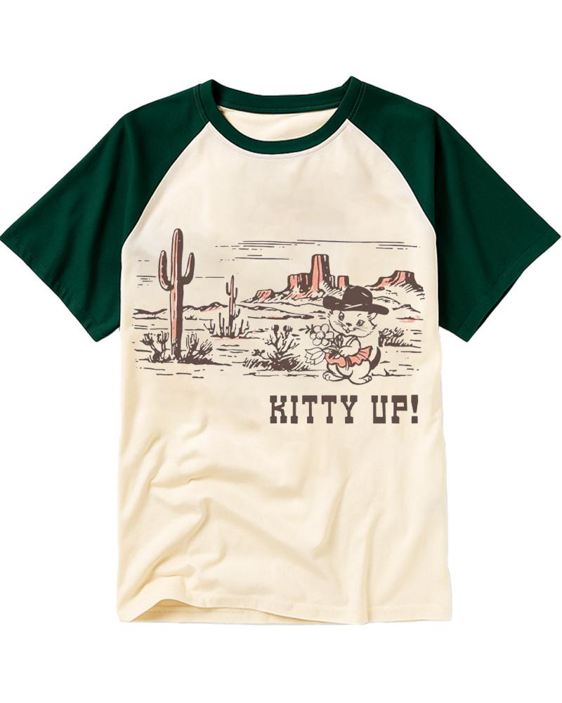 Kitty Up Cowgirl 1960s Raglan Baseball T-Shirt image 2