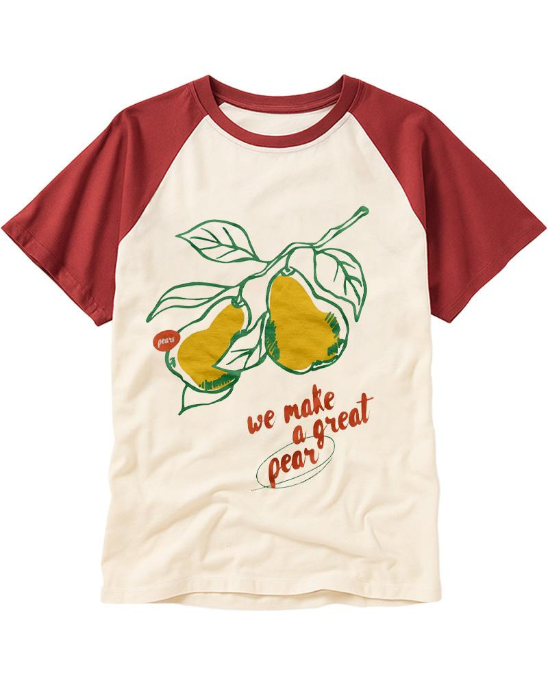 We Make A Great Pear 1970s Raglan Baseball T-Shirt image 2