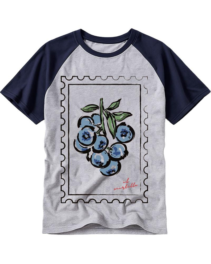 Blueberry Stamp 1950s Raglan Baseball T-Shirt image 2