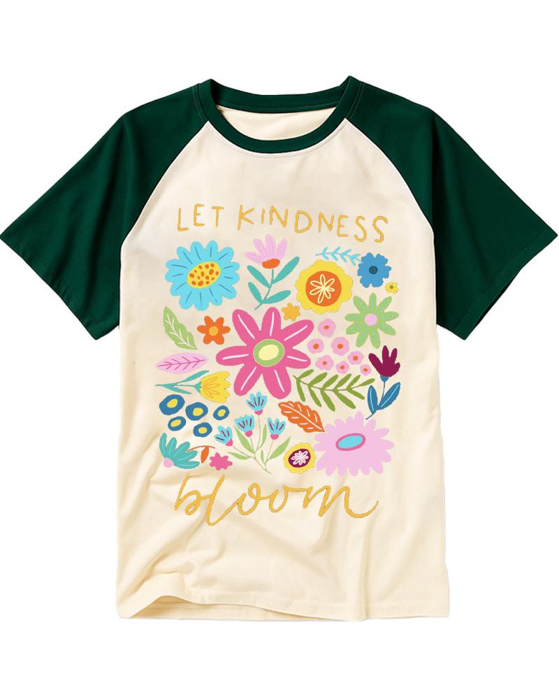 Let Kindness Bloom 1970s Raglan Baseball T-Shirt image 2
