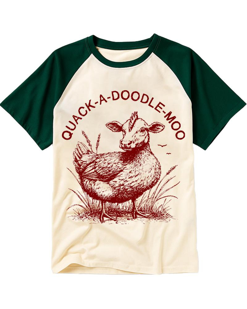 Duck Chicken Cow 1990s Raglan Baseball T-Shirt image 2