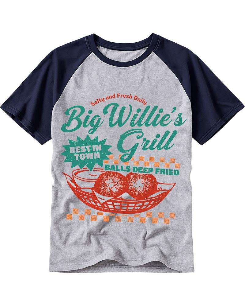 Big Willie's Grill 1980s Raglan Baseball T-Shirt image 2