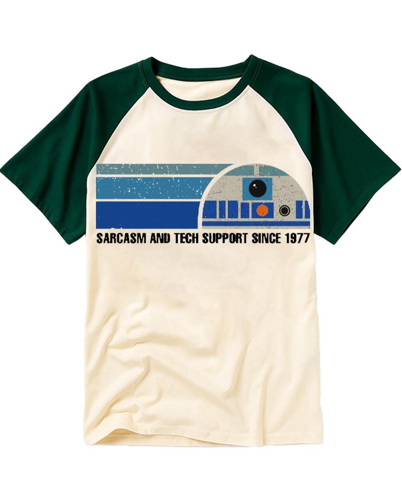 Sarcasm And Tech Support 1970s Raglan Baseball T-Shirt image 2