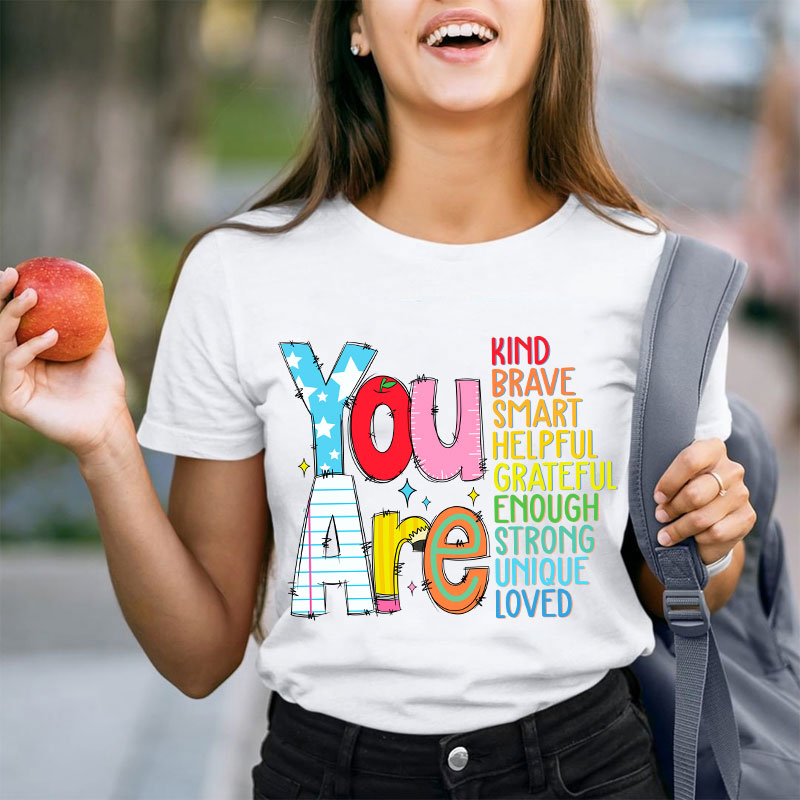 Be Who You Are You Are Enough Teacher T-Shirt image 2