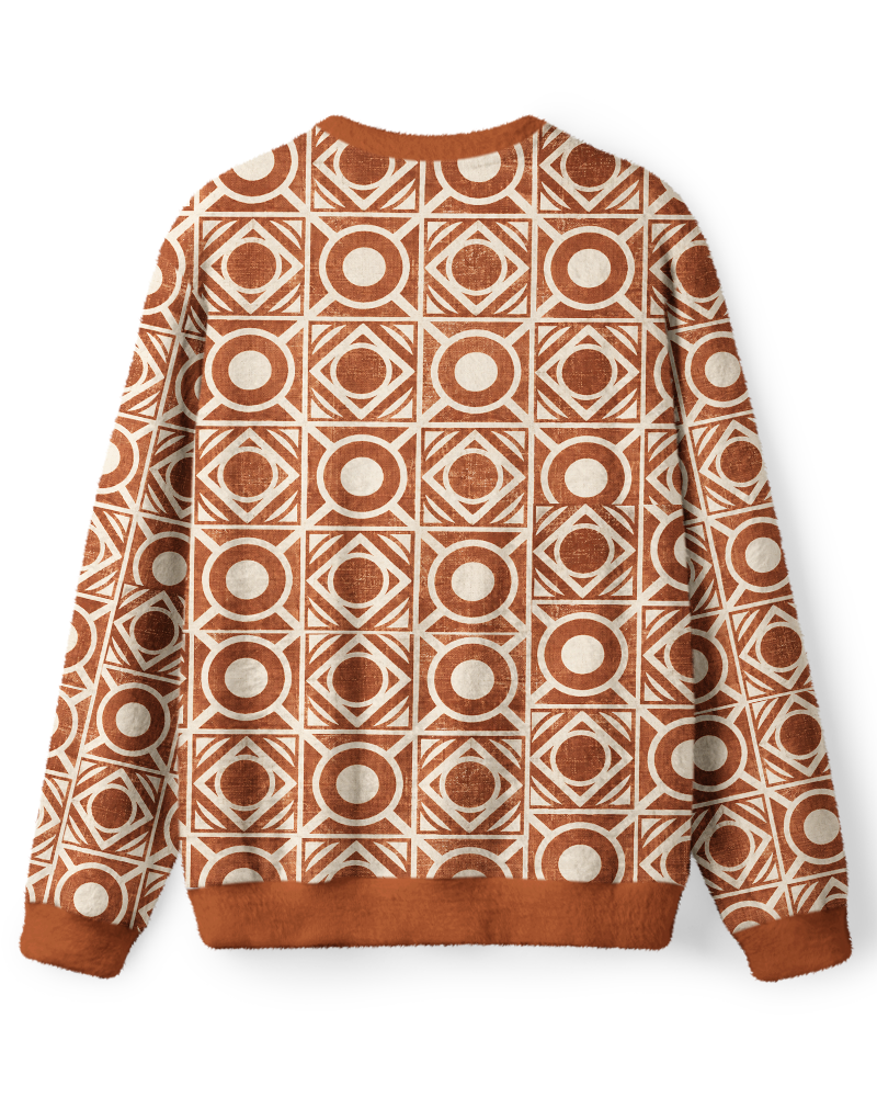 Vintage 1970s Tan Mod Geometric Screen-Inspired Sweater image 2