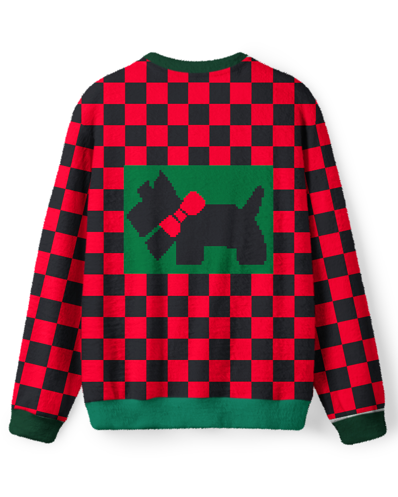 Vintage 1970s Aqua Scottie Buffalo Plaid Sweater image 2